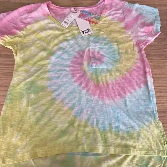 🆕Sunset Glow Pastel Tones Tie Dye Tee L🆕 - Picture 2 of 8